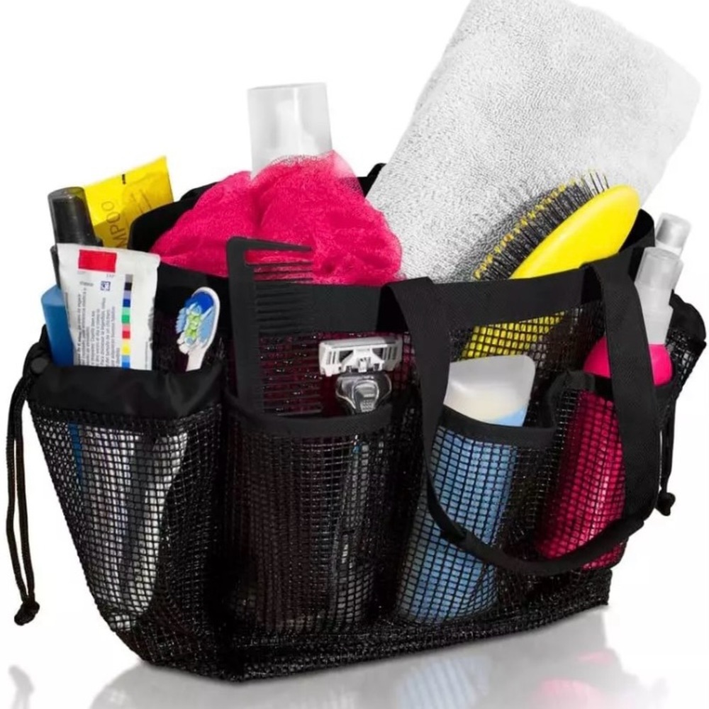 Heavy Duty Mesh Shower Bag Caddy and Tote with 9 Storage Compartments NWOT